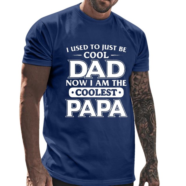 LUOGENLI T-shirts pour Homme pour Hommes Homme Printemps et Été Fête des Pères Décontracté Rétro Lettrage Impression Partielle T-Shirt Col Rond Manche Courte Haut T-shirts pour Hommes T-shirts Graphiques TTG Grand Pâques Marine TG