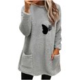 thumbnail image 2 of Chemises pour Femmes Col Rond et Hiver Ample Imprimé Poche Chaud Manches Longues Blouse Hauts Chemises d'Automne en Liquidation, 2 of 4