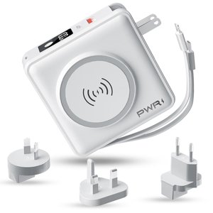 PWR Voyages PRO 5-in-1 Banque d'énergie &acirc; 5-in-1 PD 20W USB C Banque d'énergie &acirc; 15W Chargeur sans fil et chargeur portatif rapide;&