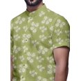 thumbnail image 4 of BESTMAN Chemise en Coton pour Hommes à Manches Courtes Imprimée Col Mandarin Chemise Décontractée, 4 of 5