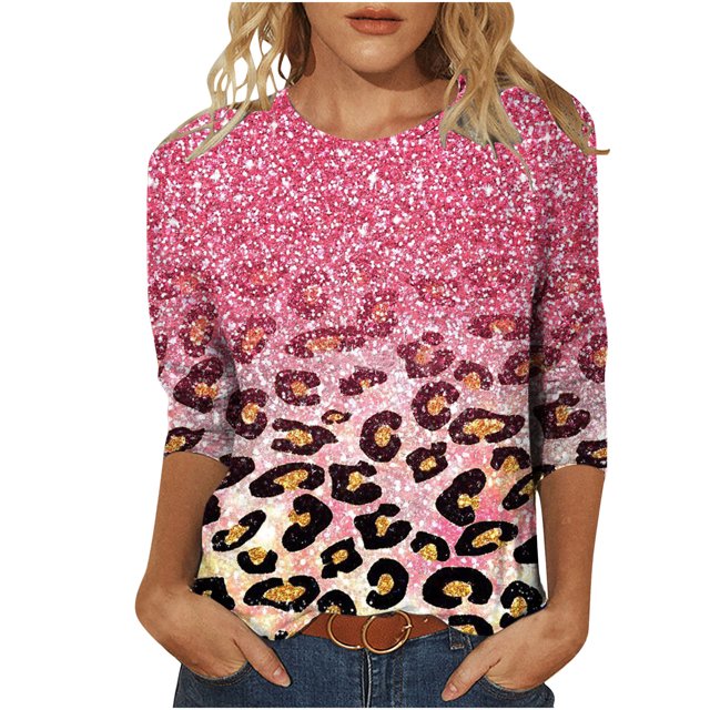 HKEJIAOI Hauts à Manches 3/4 pour Femmes Slim Fit S Summer Tops