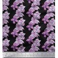 thumbnail image 1 of Soimoi Black polyester Crepe Fabric Purple Floral Print Sewing Fabric BTY 52 Inch Wide, 1 of 3