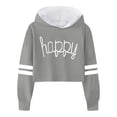 thumbnail image 1 of MIASHUI Sweat à Capuche Décontracté pour Filles, Imprimé Lettre, Rayé, Gris, 8-9 Ans, 1 of 3
