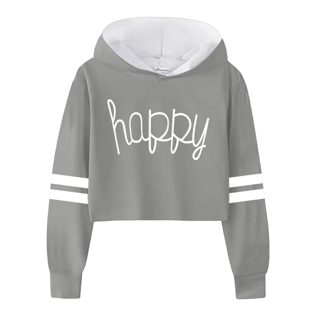 MIASHUI Sweat à Capuche Décontracté pour Filles, Imprimé Lettre, Rayé, Gris, 8-9 Ans