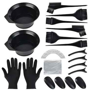 Ensemble de 22 Pcs Brosse et Bol pour Teinture de Cheveux, Kit de Coloration pour Teinture de Cheveux, Bol de Teinture, Brosse de Teinture, Couvre-Oreilles, Gants pour Teinture de Cheveux DIY en Salon, Blanchiment, Séchoirs à Cheveux, Outils de Teinture pour Cheveux, Noir