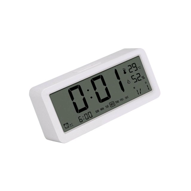 Xingzhi Digital Alarm Clock Temperature Humidity Display for Kids Tabletop Bedroom White