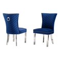 thumbnail image 1 of Ensemble de 2 Chaises Rembourrées en Velours Bleu Marine avec Pieds en Acier Inoxydable, 1 of 2