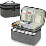 Meitianfacai Double-Layer Medication Organizer Bag with Mesh Pockets, Portable First Aid Kit for Emergency Medicine Storage (Gray)