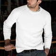 thumbnail image 2 of UVEASISHA Chandail en Tricot Côtelé Uni pour Homme Automne Hiver Décontracté Coupe Régulière Chandails à Enfiler Hauts Tricotés Col Rond Manches Raglan Chandails Confortables pour Hommes 2025 Soldes de la Rentrée Aujourd'hui Blanc G, 2 of 7