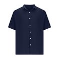 thumbnail image 5 of Kaemgyyd Mens Button down Shirt Lightweight Summer Beach Vacation Tops Casual Loose Textured Solid Color Half Sleeve Tee, 5 of 5