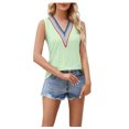 thumbnail image 1 of Birdeem Mode Femmes Été Col en V Dentelle Patchwork Sans Manches Haut Aguichant Blouse, 1 of 7