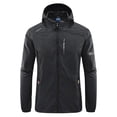 thumbnail image 1 of TIMIFIS Mens Jacket Waterproof with Hooded Hiking Coat Lightweight Windbreaker Zip Jacket Sun Protection Work Coat Windbreaker for Hiking Travel-BlackFall, 1 of 3