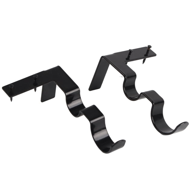 2Pcs Double Curtain Rod Bracket Steel 20lb Load Bearing Easy Assembly Curtain Rod Hooks for Home Office Black