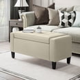 thumbnail image 2 of HOMCOM Banc Ottoman Rectangulaire Capitonné en Lin avec Dessus Rabattable, 2 of 10