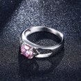 thumbnail image 5 of Bague de Fiançailles Solitaire en Acier Inoxydable Rose CZ pour Femmes, 5 of 5