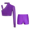 thumbnail image 3 of Manyakai Gymnastic Dance Outfits for Girls Latin Jazz Dance Performance Costumes Athletic Sports Workout Purple 16, 3 of 7