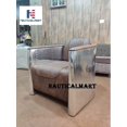 thumbnail image 4 of Furniture- Sofa, Retro Brown TG Leather & Aluminum (2 Chair), 4 of 4