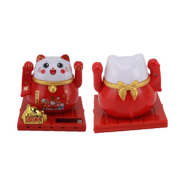 Solar Powered Lucky Cat Bright Colors Energy Saving Solar Waving Cat Lucky Wealth for Rich Life Plastic Material