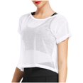 thumbnail image 4 of 2025 T-Shirts pour Femmes Col Rond Transparent Femmes Manches Longues Course en Maille Doux Manches Courtes Col Montant Hauts à Manches Longues pour Femmes Haut Court Uni Chandail de Compression à Manches Longues Femmes T-Shirt en Filet, 4 of 4