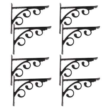 Shelf Bracket Black Metal Shelf Brackets Shelf Brackets Heavy Duty Beams Shelf Bracket Wall Bracket, 4 Pairs