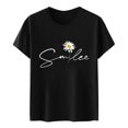 thumbnail image 4 of LUOGENLI T-shirts pour Femme pour Femmes T-shirts pour Femmes Motif Imprimé Tournesol Col Rond T-Shirt à Manches Courtes Haut T-shirts Amusants pour Femmes T-shirts Graphiques Saint-Valentin Noir m, 4 of 6