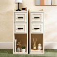 thumbnail image 1 of BERRY NEST Ensemble de 2 Tables de Chevet Étroites, Table de Chevet Moderne Blanche avec Tiroirs et Tablette Ouverte, Table d'Appoint Moderne pour Petits Espaces de Chambre, Appartements, Locataires, 1 of 8