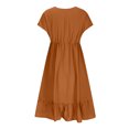 thumbnail image 4 of Offres jusqu'à 70 % de Rabais! Fashiopn Hauts d'Été pour Femmes 2024 Robes Grande Taille Manches Courtes Col en V Cordon Décontracté à Volants Robe Trapèze Courte Cadeau pour Femmes en Solde, 4 of 9