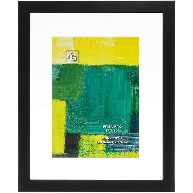 Kiera Grace Cadre Photo Flottant Contemporain, 8 Pouces x 10 Pouces, Cadre MDF Noir avec Passe-Partout Sans Acide et Couvercle en Verre, Présentant un design Minimaliste pour Exposer des photos Ou des Tirages d'Art, avec Attaches Faciles à Utiliser et options Polyvalentes de Suspension Murale.