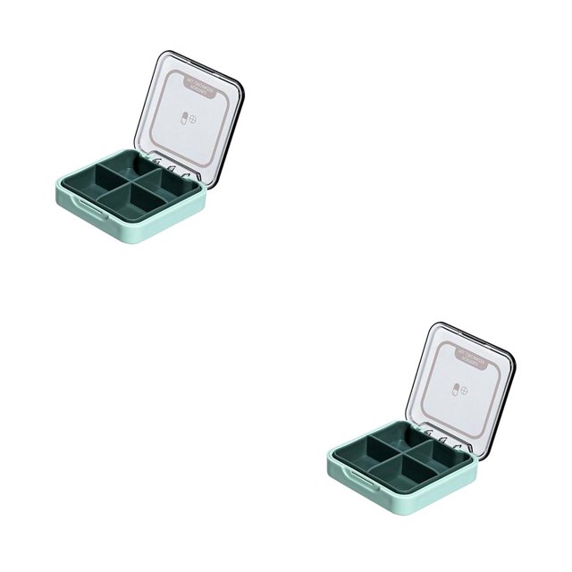 Transemion Pill Box Health Care Tablet Storage Container Dispenser Daily Tablets Holder Travel Indoor Outdoor Organizer Suitcase Green 2Set