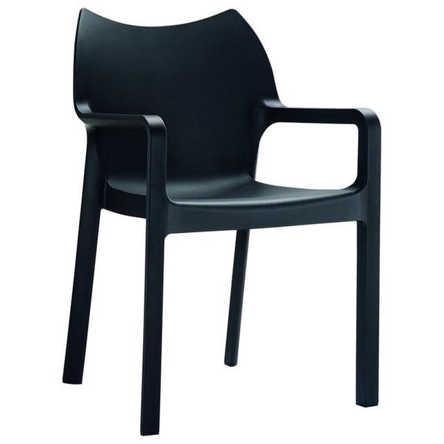 Compamia Diva Chaise d'Extérieur en Résine pour Salle à Manger de Patio avec Accoudoirs, Noire