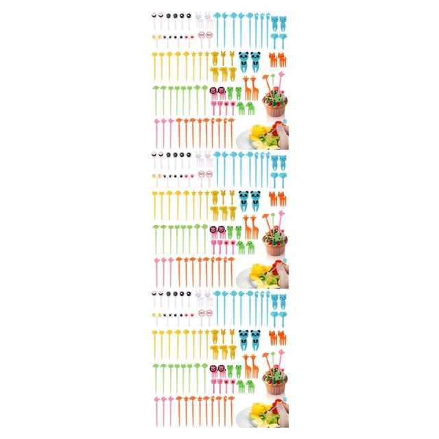 ziyahi 76x Stylish Cartoon Food Toothpick For Kids Safe Durable And Easy To Clean Gift Idea Fruit Fork 3Set