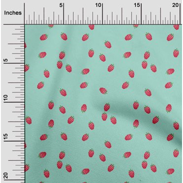 oneOone Viscose Chiffon Fabric Raspberry Fruit Print Fabric BTY 42 Inch Wide