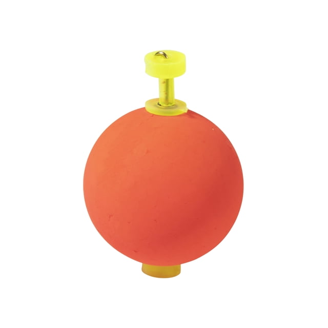 J-Rigged Tackle Supply Foam Bobber - Moyen, un Flotteur de Pêche Rond en Mousse orange avec Haut et Bas en Plastique Jaune, Conçu pour la Pêche à la Dérive et l'Indication de Morsure dans les Installations d'Appâts Terminaux, Convient pour Suspendre des Appâts dans l'Eau en Mouvement.