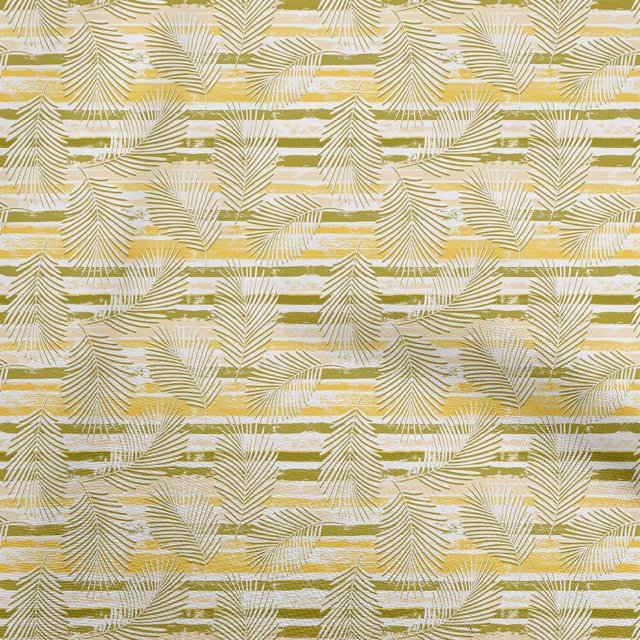oneOone Silk Tabby Yellow Fabric Tropical Leaf Sewing Craft Projects Fabric Prints By Yard 42 Inch Wide