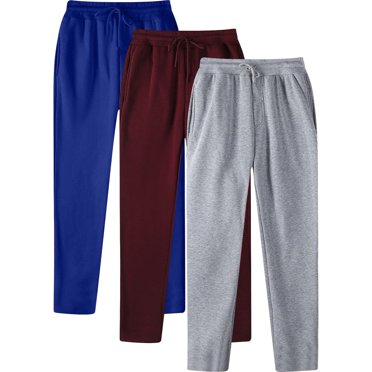 Jalioing Men's 3 Pack Sweatpants Casual Elastic Waist Drawstring Athletic Pants Loose Straight Leg Joggers with Pocket