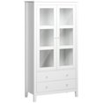 thumbnail image 1 of HOMCOM Armoire de Rangement de Cuisine avec 2 Tiroirs, Portes en Verre, Blanc, 1 of 10