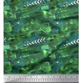 thumbnail image 1 of Soimoi Green Poly Georgette Fabric Triangle & Brush Stroke Abstract Fabric Prints By Yard 52 Inch Wide, 1 of 3