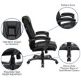 thumbnail image 2 of High Back Black Leather Layered Upholstered Executive Swivel Chair with Smoke Metal Base and Padded Arms, 2 of 9