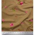 thumbnail image 1 of Soimoi Polyester Crepe Fabric Leaves & Carnation Floral Printed Fabric 1 Yard 42 Inch Wide, 1 of 1