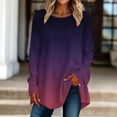thumbnail image 2 of FAIWAD Women's Long Sleeve Tunic Tops Gradient Round Neck Trendy Spring Casual Pullover Tops, 2 of 5