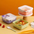 thumbnail image 4 of Lunch Box Compartments Portable Office Square Oven Food Container Picnic Kitchen Sealing Plastic Carrying Kitchen Organizer with Spoon Pink, 4 of 9
