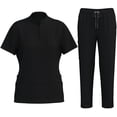thumbnail image 2 of Sentmoon Plus Size Two Piece Sets for Women Short Sleeve Crew Neck Tunic Women's Solid Color Pocket With Elastic Drawstring Waist Long Pants Dry Cleaning Hand Clothes Nurse Clothes Set Suit, 2 of 8