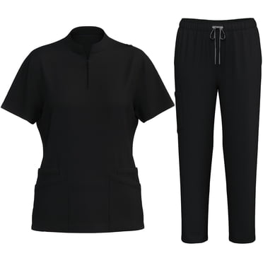 fheaev Nursing Uniform Set for Women Scrubs Set Medical Scrubs V-Neck Top with Pocket Jogger Pants Athletic Nursing Uniform Solid Stretch Wicking And Easy To Care