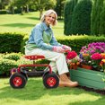thumbnail image 2 of Gymax Cart Wagon Rolling Work Seat w/ Tool Tray Basket Planting Patio Red, 2 of 9