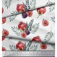 thumbnail image 3 of Soimoi White polyester Crepe Fabric Pomegranate & Fig Fruits Printed Fabric 1 Yard 42 Inch Wide, 3 of 5