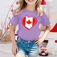 thumbnail image 2 of Gyexs Chandail Canada Filles Feuille d'Érable Drapeau Canadien Chandails Manches Courtes Col Rond T-Shirt Fête du Canada Mode Garçon Violet 4-5 Ans, 2 of 4