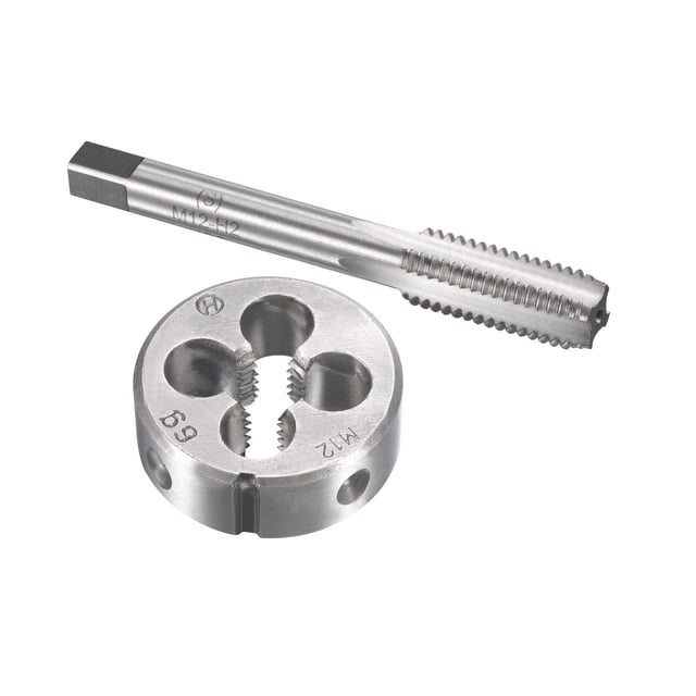 Unique Bargains M12 x 1.75mm Metric Tap and Die Set Machine Thread Tap with Round Die