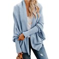 thumbnail image 2 of Cardigan Long Uni à Manches pour Femmes, Manteau Blouse Haut Décontracté d'Automne, 2 of 5