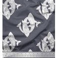 thumbnail image 1 of Soimoi Tissu Satin Modal à Blocs de Poisson, Imprimés au Mètre, 42 Pouces de Large, 1 of 3