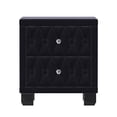 thumbnail image 3 of Euroco Velvet Nightstand with 2 Drawers and Crystal Handle, Storage Bedside Table with Button-Tufted, Black, 3 of 9